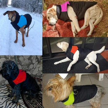 Зимни дрехи за кучета Ветрозащитный Дебел ски памук жилетка, Яке с цип козина е Лесна топли дрехи за кучета малки Средни големи кучета