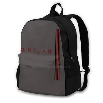 Италия Училищна чанта и Раница с Голям капацитет Лаптоп 15 инча Италия Милан Милан Италиански Футбол Обичам Милано Логото на Milan