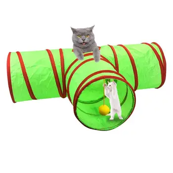 Котешки тунели с Т-образна форма, в която да играят на котка, сгъваема износостойкая тръба на тунела за коте, пробуренный за спалня на открито, Аксесоари за домашни котки