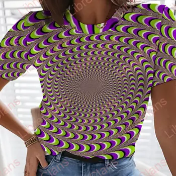 Кошмарен Оптична Илюзия, тениски С 3D Принтом, Негабаритная Дамски Дрехи, Модерен Стил, Дамски Дрехи, Ризи, Секси Тениски За Момичета, Върхове