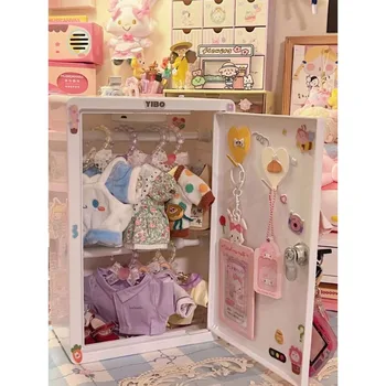 Кутия за съхранение на дрехи за кукли от памук, 20 см, рафтове за дрехи, мини-гардероб направи си сам