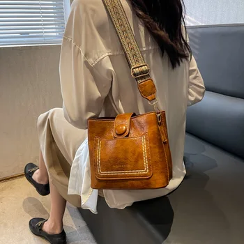 Луксозна чанта-месинджър от изкуствена кожа, реколта женствена чанта за ръце, ежедневни чанти-скитник Голям капацитет, портфейли, дамски чанти през рамо