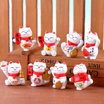 Мини бижу Лъки Cat Home Decor Kawaii Лъки Cat Maneki Neko Украса Креативна играчка за скулптури, статуи Декор