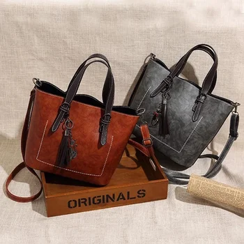 Модни обикновен дамски чанти-кофи от изкуствена кожа, качествени дамски чанти-тоут, чанти през рамо, Голяма чанта голям за пазаруване