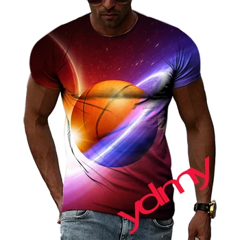 Мъжка тениска с изображение на баскетбол Tide Fashion Summe, ежедневни тениски с принтом в стил хип-хоп, кратък силует, бързо съхнещи върховете
