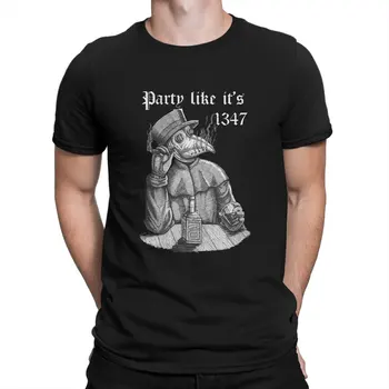 Мъжки t-shirt Party Like It ' s 1347, Уникална Тениска От Чист Памук С Къс Ръкав, SCP Plague Doctor, Тениска С Кръгла яка, Летни Дрехи
