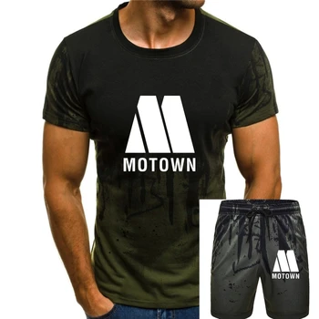Мъжки черно-бяла тениска с логото на Motown Records, размер S-3XL