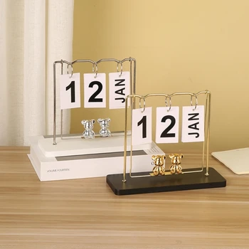Настолен Календар, Постоянен Календар, за Украса на офис масата, железни халки, перекидной календар с дати / месечни карти