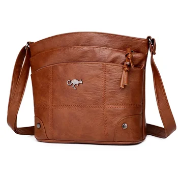 Нова модерна чанта през рамо, текстурная чантата е от мека кожа, дамски чанта през рамо, проста тенденция ретро-мултифункционална чанта с голям капацитет.