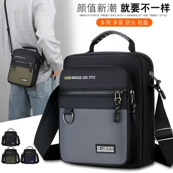 Нова мъжка чанта 2024 г., модни и ежедневни чанта от плат Оксфорд, популярна чанта с множество джобове, градинска чанта през рамо Чанта