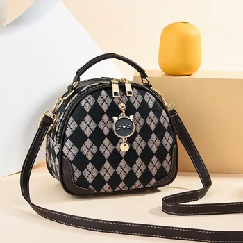 Нова набивная кръгла текстура, чужд малко ароматен стил, чанта през рамо с едно рамо за жени, дизайнерски чанти