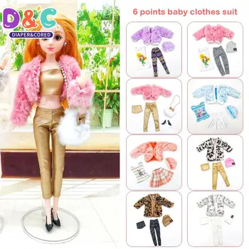 Облекло за кукли 30 см, модерно палто, плюшено топ, панталон, шапка, подходящ за 11,8-инчов шарнирной кукли, играчки, подарък за рожден ден за момиче