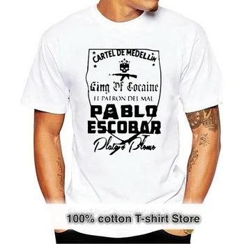Пабло Ескобар Тениска Medellin Cartel Sicario Plata O Plomo Narco Colombia Тениска Лятна Мода Памучен Тениска С къс Ръкав