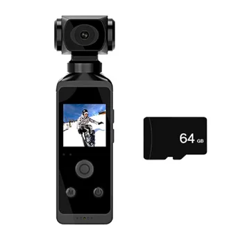 Покет екшън-4K камера, HD LCD екран с възможност на завъртане на 270 °, мини спортна камера, Wifi с водоустойчив калъф за пътуване-на 32 Г/64 грама