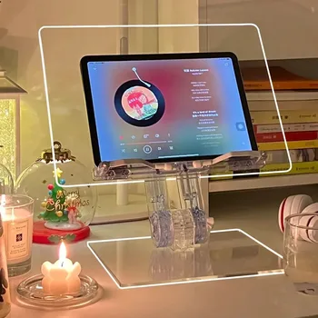 Поставка за таблет, регулируем Прозрачен Акрилен на държач за книги за четене, плосък скоба на 180 градуса, поставка за настолен компютър MacBook iPad