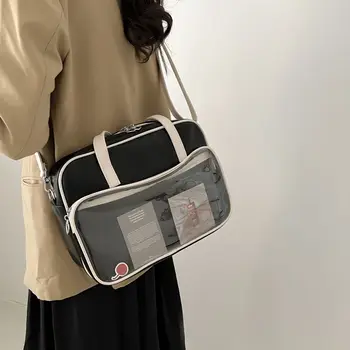 Прозрачен дамски чанти-тоут 2023, нова мека кожена чанта голям капацитет на едното рамо, чанта-месинджър, готина чанта