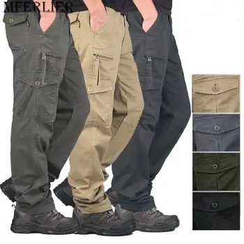 Пролетно-есенни памучни панталони-карго, мъжки ежедневни панталони с много джобове, Градинска дрехи, dr. прави панталони, военно-тактически гащеризон