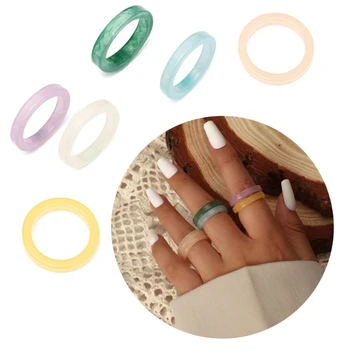 Пръстен от смола под формата на кръг сладък карамел цвят за жени, Прозрачно Малко пръстен прост дизайн, пръстен за момичета с темперамент Y2K