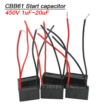 Пусков кондензатор CBB61 450 0.8/1/1.5/1.8/2/2.5/3/4/5/6/7/8/10/12/15/18/ Кондензатор CBB за стартиране монтаж на таван, включително на двигателя на вентилатора PUMUDDSY с капацитет от 20 на ICF