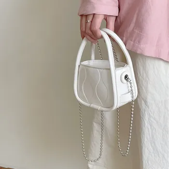 Реколта дамска чанта мини брендовый дизайн с капак на верига от изкуствена кожа, дамски чанти през рамо от изкуствена кожа, Дамски чанти-месинджър bolsa white