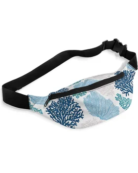 Сини скута чанти от морски корал за жени, водоустойчиви поясная чанта за спорт на открито, чанта през рамо Унисекс
