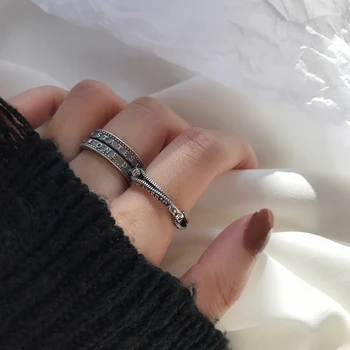 Сребърен витое пръстен за жени с писмото инициалом в стил пънк-готически, луксозен Регулируема набор от пръстени, наращиваемые дизайнерски бижута