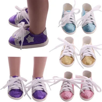 Стоп-моушън обувки с логото под формата на петолъчна звезда, модерни обувки за 18-инчовата американската кукла 40-43 см, аксесоари за новородени, подарък за рожден ден, фестивал