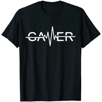 Тениска с изображение на сърцето геймър, видео игри, графични тениски, мъжки тениски, памучни тениски за всеки ден, тениски Four Seasons, за момчета, мъже, жени