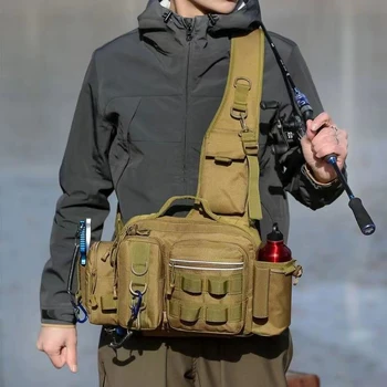 Универсална мъжки поясная чанта за риболов, нагрудная чанта, градинска чанта през рамо, многофункционална чанта за екипировка, чанта за въдици