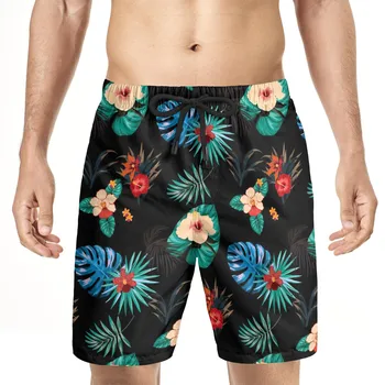 Хавайски Мъжки къси Панталони В Бохемски Стил, Отпускной Бански За Мъже, Плажни Шорти С 3D Цветен Принтом Листа, Къси Панталони, Плажни Шорти Ropa