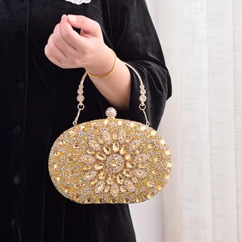 Чанти за жени, луксозни дизайнерски вечерни клатчи с кристали, клатчи с кристали, Банкетни чанти за сватбени партита, портфейли B34