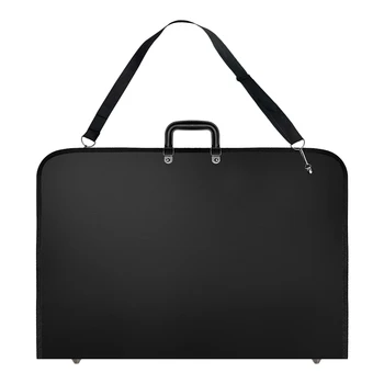 Черен калъф за художествено портфейл, чанта за носене на художника, калъф за портфолио на художника с пагон (19X14,7X1,5 инча)