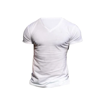 Чисто Нови Мъжки Блузи За Срещи На Открито, Тениска С Къс Ръкав, Приталенная Тренировочная Блуза С V-образно Деколте, Дишащ Комфорт